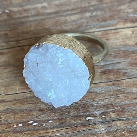 Anthropologie Raw White Quartz Ring - Picture 2 of 7